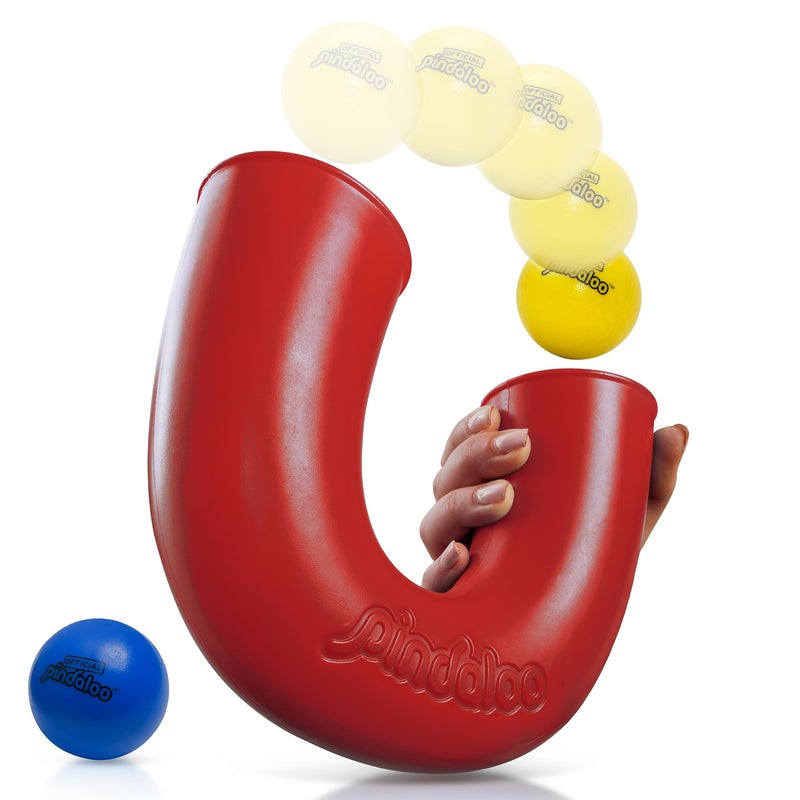 pindaloo Original pindaloo Skill Game with 2 balls- Gifts for Kids and adults Indoor & Outdoor Games  Ball Toys for  Teen  & Girls- Gift Ideas for Teens  Fun Stuff Party  Develops Motor & Juggling Skills - Red - Image 1